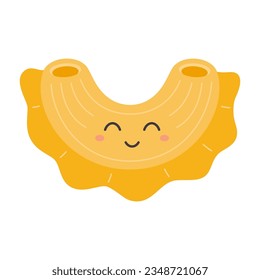 cute funny macaroni pasta character, cartoon vector kawaii illustration isolated on white background, italian food concept