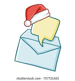 Cute and funny mail message wearing Santa's hat for Christmas - vector.