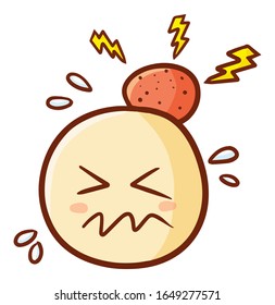 Cute and funny male face icon with lump and hurt expression