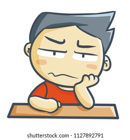 Cute and funny male get bad mood - vector