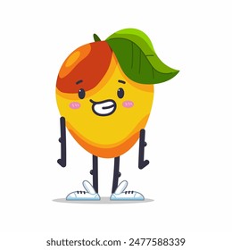 Cute funny mango vector cartoon character isolated on a white background.