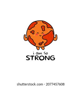 Cute funny mars character. Vector hand drawn cartoon mascot character illustration icon. Isolated on white background.
