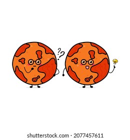 Cute funny mars character. Vector hand drawn cartoon mascot character illustration icon. Isolated on white background.