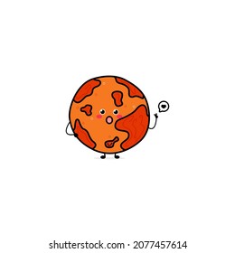 Cute funny mars character. Vector hand drawn cartoon mascot character illustration icon. Isolated on white background.