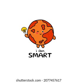 Cute funny mars character. Vector hand drawn cartoon mascot character illustration icon. Isolated on white background.