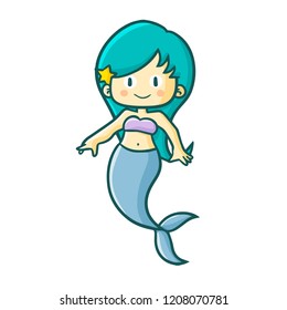 Cute and funny mermaid standing - vector