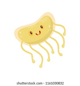 Cute funny microbe, humanized bacteria cartoon character vector Illustration on a white background