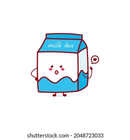 Cute funny milk box expression character. Vector hand drawn cartoon mascot character illustration icon. Isolated on white background. food character concept