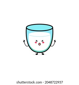 Cute lustige Milchausdrucksfigur. Vektorhandgezeichnete Cartoon-Maskottensymbol zur Zeichensetzung. Einzeln auf weißem Hintergrund. Lebensmittelcharakter
