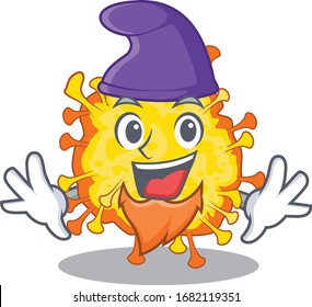 Cute and funny minacovirus cartoon character dressed as an Elf