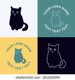 Cute funny minimal cat logo 