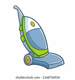 Cute and funny modern green grey vacuum cleaner - vector