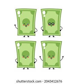 Cute funny money expression character. Vector hand drawn cartoon mascot character illustration icon. Isolated on white background. business character concept
