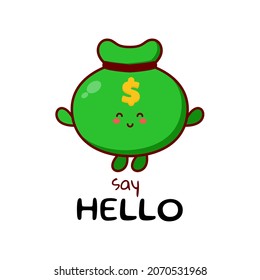 Cute funny money sack character. Vector hand drawn cartoon mascot character illustration icon