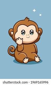 A cute and funny monkey animal cartoon illustration