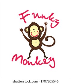 Cute funny Monkey, illustration on white background
