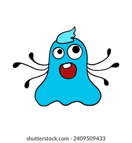 Cute and Funny Monster Cartoon Illustration Isolated In White Background. Abstract Monster Illustration