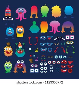 cute funny monster characters vector set 