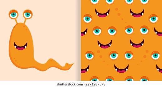 Monstruo divertido lindo con la cara de monstruo sin fisuras