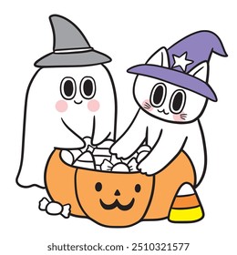 Cute funny monster Halloween vector.