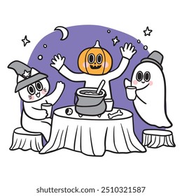 Cute funny monster Halloween vector.