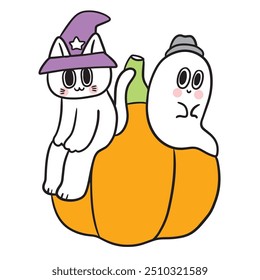 Cute funny monster Halloween vector.