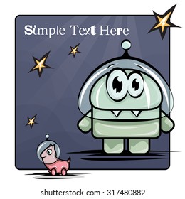 Cute and funny monster. Icon. Card, postcard. Character design
