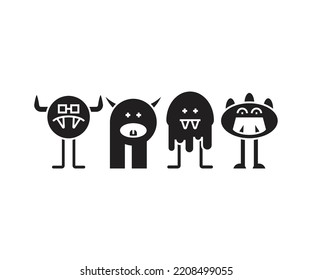 cute and funny monster icons illustration