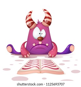 Cute, funny, monster read book Vector eps 10