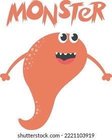 Cute Funny Monster Scary Children Illustration Kid Nursery Print Colourful Character Smiling Cartoon Beast Happy Ogre