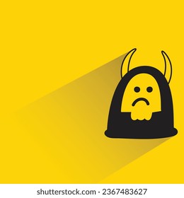 cute and funny monster with shadow on yellow background