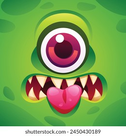 Cute funny monster showing tongue character face expression. Vector cartoon illustration