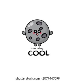Cute funny moon character. Vector hand drawn cartoon mascot character illustration icon. Isolated on white background.
