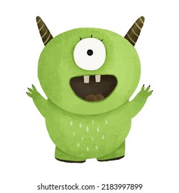 cute and funny mosters, halloween illustration, childish hand painted monsters, trolles