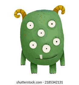 cute and funny mosters, halloween illustration, childish hand painted monsters, trolles