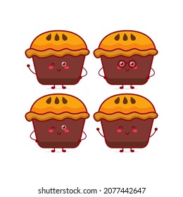 Cute funny muffins character. Vector hand drawn cartoon mascot character illustration icon. Isolated on white background.