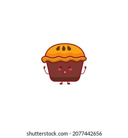 Cute funny muffins character. Vector hand drawn cartoon mascot character illustration icon. Isolated on white background.