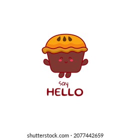 Cute funny muffins character. Vector hand drawn cartoon mascot character illustration icon. Isolated on white background.