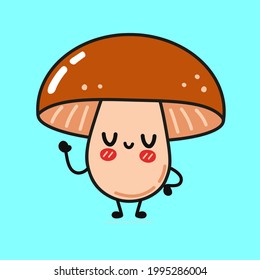 Cute funny mushroom character. Vector hand drawn cartoon kawaii character illustration icon. Isolated on white background. mushroom character concept