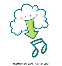 Cute and funny music downloaded from cloud computing - vector