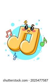 Cute and funny music notes cartoon illustration
