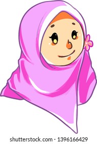 Cute and funny muslim girl with pink hijab