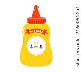 Cute funny mustard character. Vector hand drawn cartoon kawaii character illustration icon. Isolated on white background. Happy mustard in bottle character concept