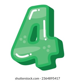 Cute funny number 4 vector illustration, funny cartoon number four font