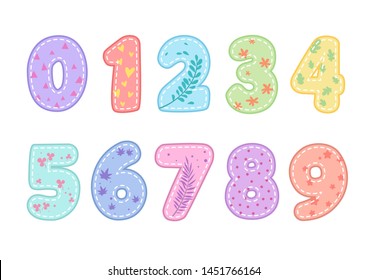 Cute funny numbers vector illustration set