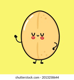 Carácter gracioso de avena. Caricatura dibujada a mano del vector icono de ilustración del personaje kawaii. Aislado sobre fondo amarillo. Concepto de carácter de avena