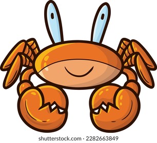 Cute and funny orang crab cartoon character with big eyes