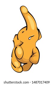 Cute funny orange baby elephant. Can be used for t-shirt print, baby wear. Hand drawn cartoon vector illustration eps10 isolated on white