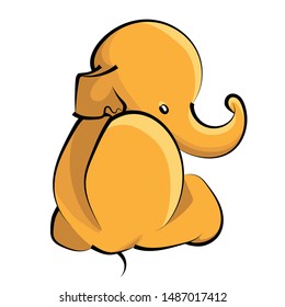 Cute funny orange baby elephant. Can be used for t-shirt print, baby wear. Hand drawn cartoon vector illustration eps10 isolated on white