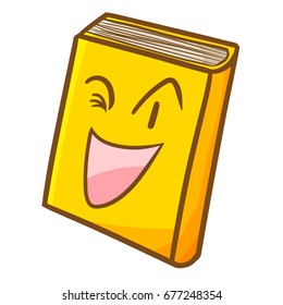 Cute and funny orange book smiling and blinking - vector.
